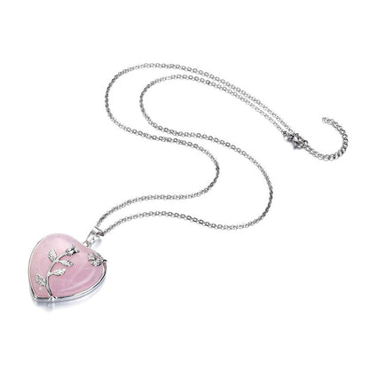 Collier en Quartz Rose en Forme de Coeur Élégant - Collection Amara