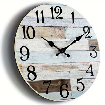 Floroux Horloge murale - Horloge ronde silencieuse, Thème bleu pour l'extérieur et l'intérieur