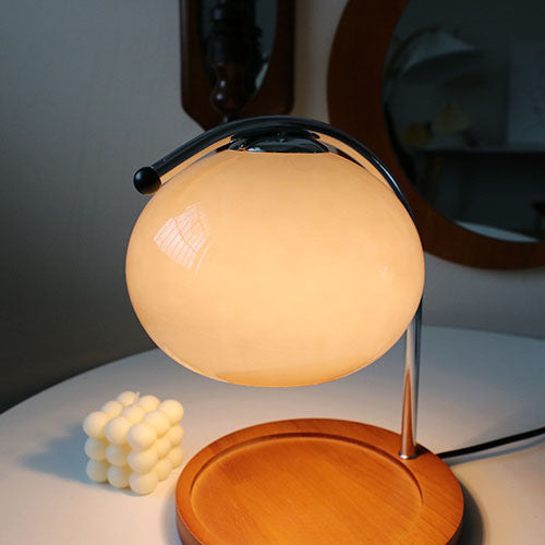 Floroux Lampe en verre vintage avec socle en bois | Cire fondue | Variateur | Luminaires d’ambiance | Décor pour la maison