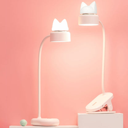 Floroux Lampe de Table LED | Design Oreilles de Chat | Amical pour les Yeux | Lampe Clip & Normale | Moderne & Créatif