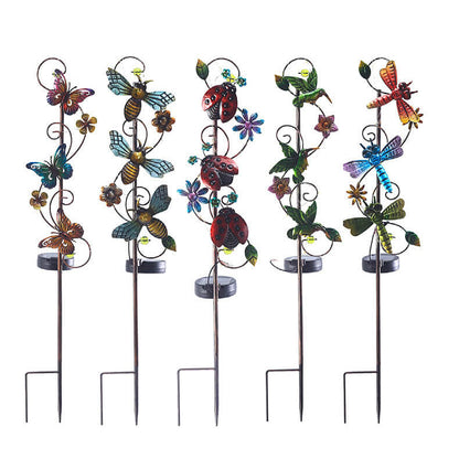 Floroux Solar Garden Lamp | Metal Design | Butterfly, Dragonfly, Hummingbird | Landscape Lighting