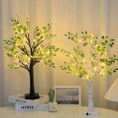 Floroux Feuilles Vertes LED Arbre Lumières