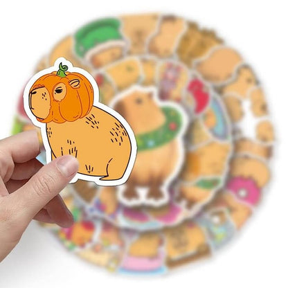50 pcs. Autocollants de capybara mignons Autocollants de graffiti animaliers pour bricolage Skateboard Étui de téléphone Bagages Autocollant imperméable