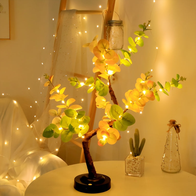 EucalyptusGlow Tree - Lampe Bonsai LED avec Alimentation Rechargeable