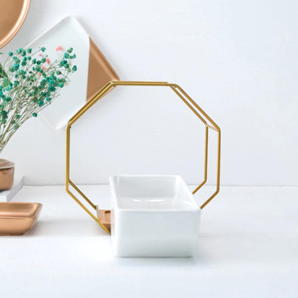 Floroux Ceramic Flower Pot with Metal Frame | Octagonal Design