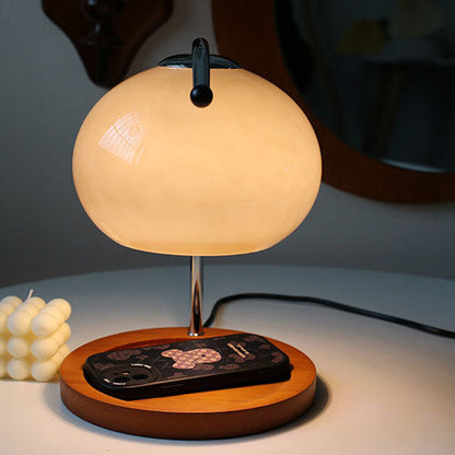 Floroux Lampe en verre vintage avec socle en bois | Cire fondue | Variateur | Luminaires d’ambiance | Décor pour la maison