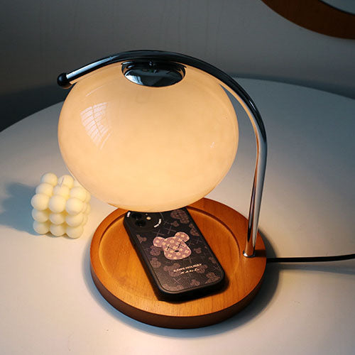 Floroux Lampe en verre vintage avec socle en bois | Cire fondue | Variateur | Luminaires d’ambiance | Décor pour la maison