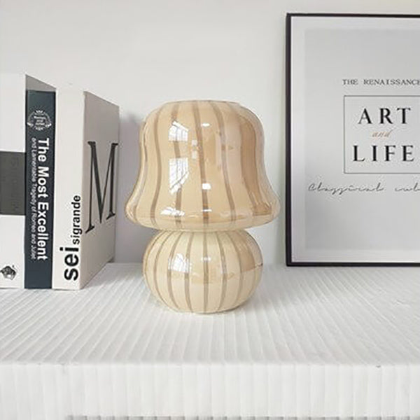 Floroux Lampe de Table en Verre | Design Français | Fait Main | Forme de Champignon | Décoration & Éclairage