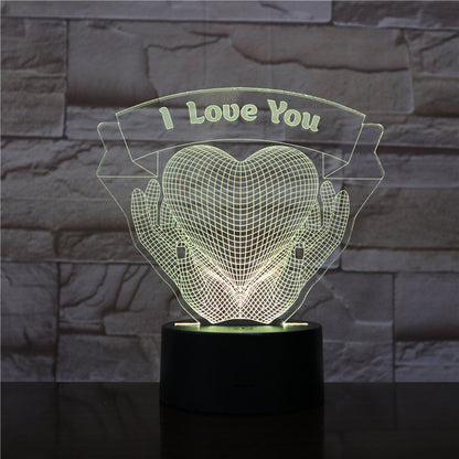 Tenir les mains Cœur 3D LED lampe de nuit d'amour cadeau