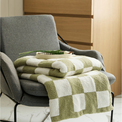 Couverture En Tricot Douillette Échiquier