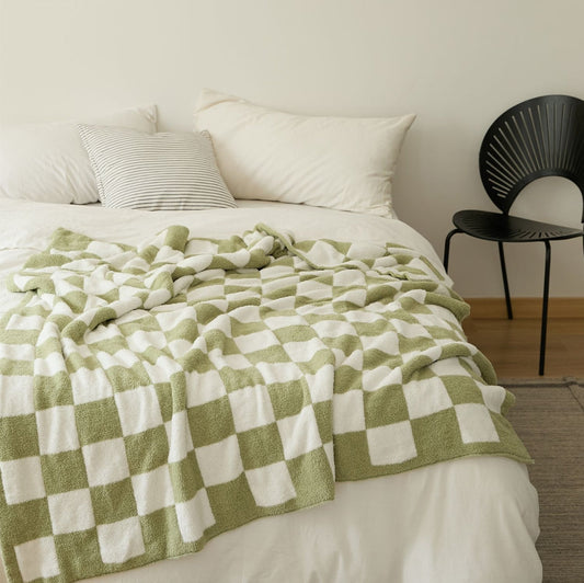 Couverture En Tricot Douillette Échiquier