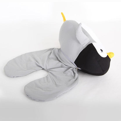 Floroux - Oreiller de cou pingouin mignon pour un voyage confortable et des câlins douillets