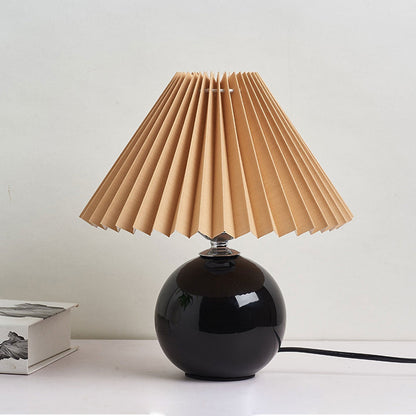 Floroux Pleated Design Table Lamp | Ceramic Base | Ambient Light | Minimalist Design | Interior Decorator