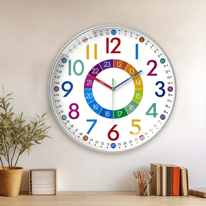 Horloge murale éducative Floroux avec aiguilles colorées
