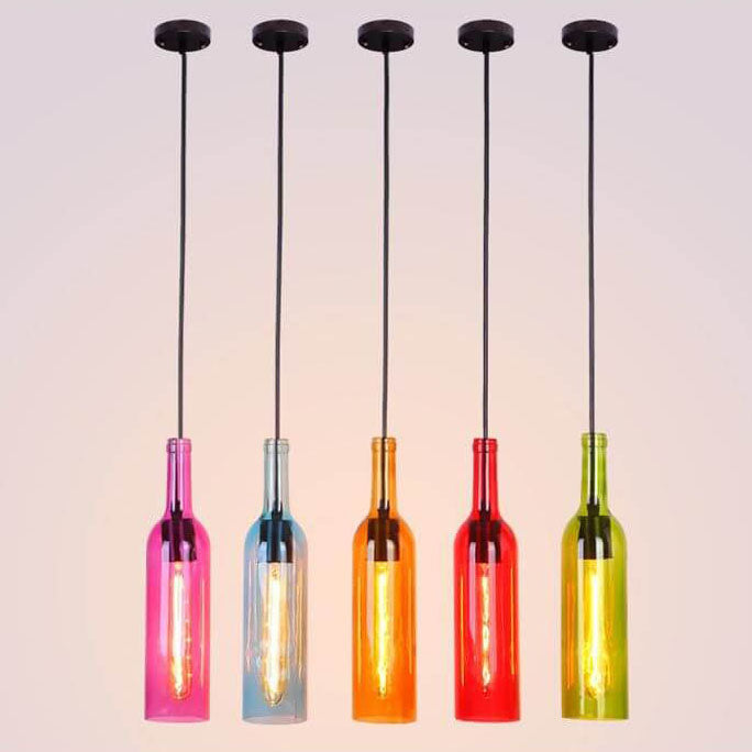 Floroux Antique Glass Suspension | Wine Bottle Design | Vintage Lighting for Dining Room and Kitchen