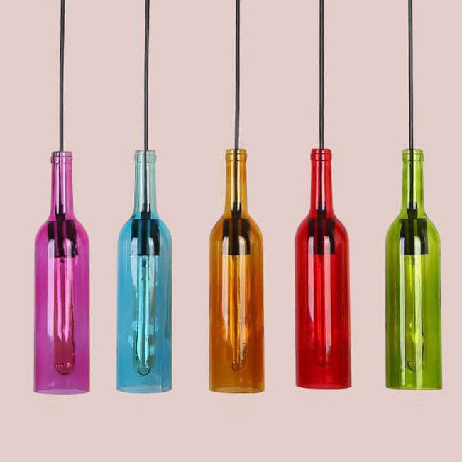 Floroux Antique Glass Suspension | Wine Bottle Design | Vintage Lighting for Dining Room and Kitchen