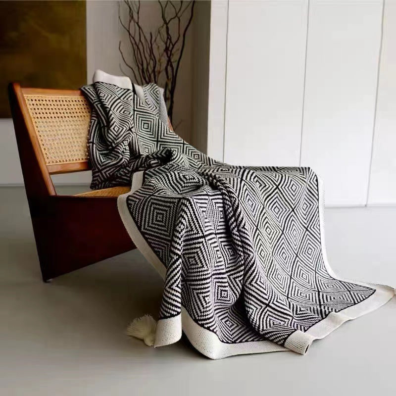 Couverture à franges géométriques chics