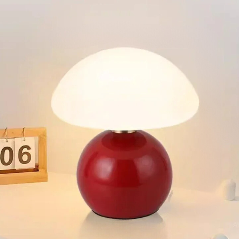 Floroux – Lampe de table en céramique moderne crème en forme de champignon pour un éclairage convivial
