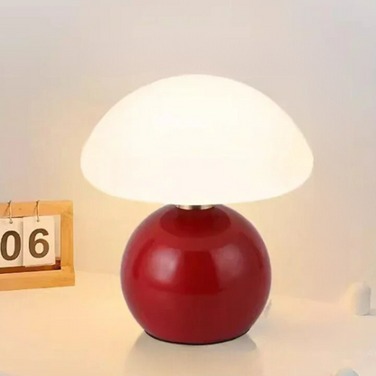 Floroux – Lampe de table en céramique moderne crème en forme de champignon pour un éclairage convivial