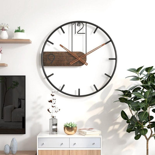 Horloge murale Floroux | Fusion noble de l'acier inoxydable et du bois de noyer