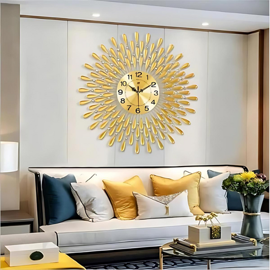 Floroux Élégance | Horloge murale luxueuse avec décorations en cristal