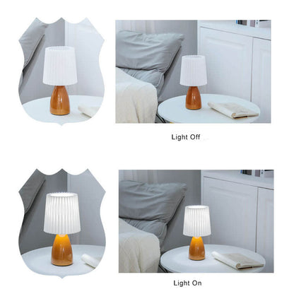 Floroux Lampe de Table Design Vintage | Abat-jour Plié | Base en Verre | Lumière Décorative & de Lecture