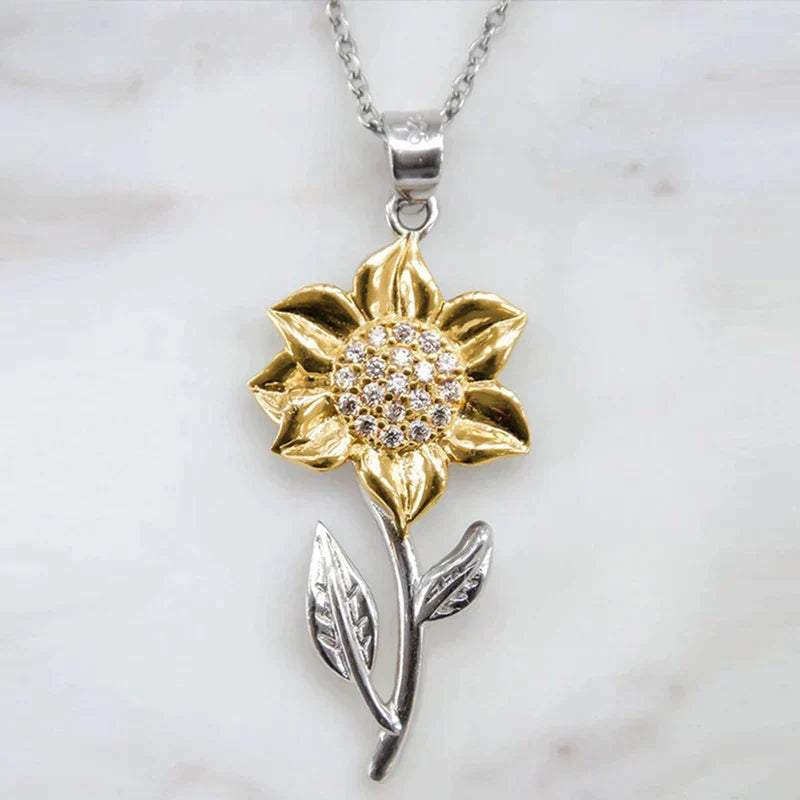 Collier Élégant en Tournesol en Or Argenté