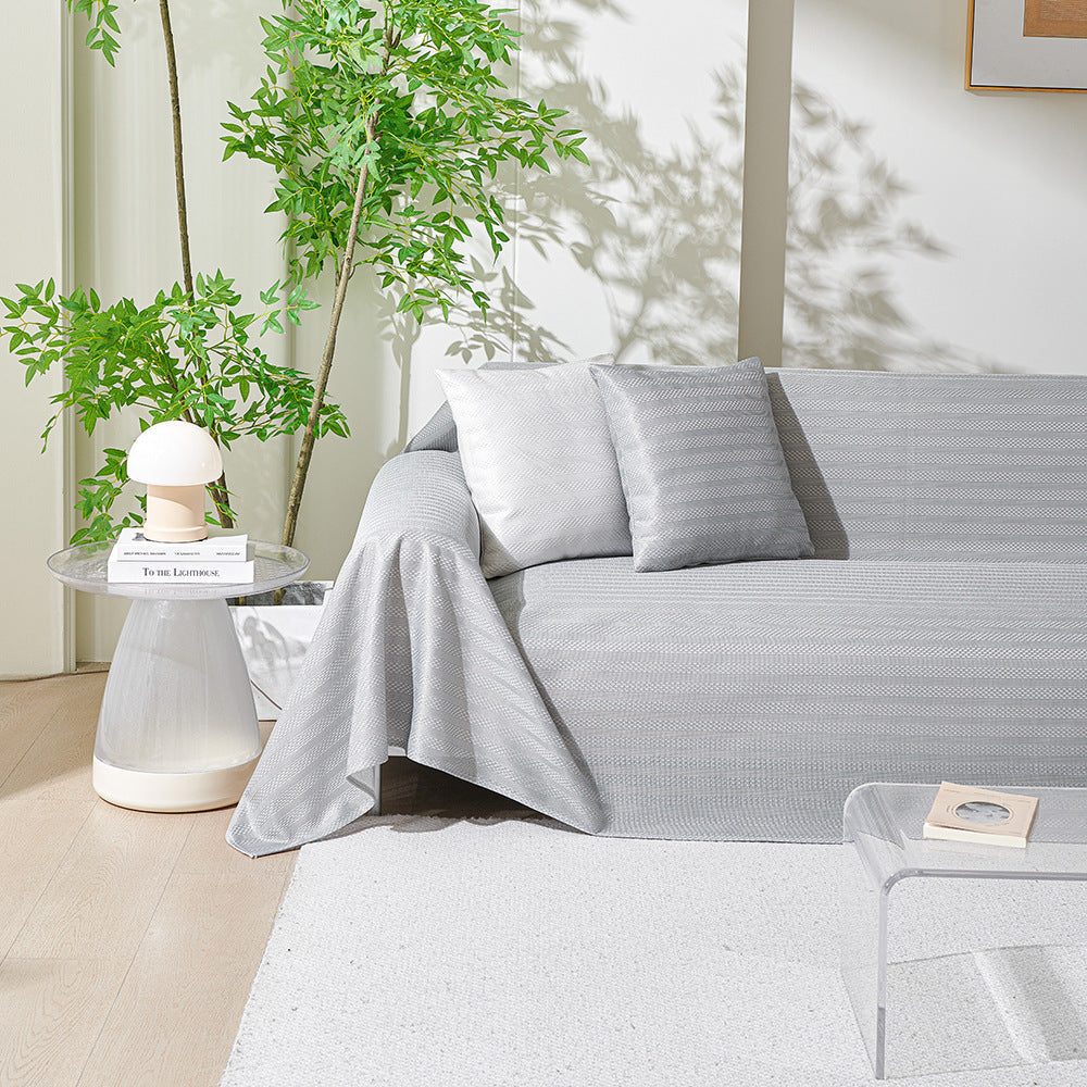Couverture de canapé d'été fraîche rayée
