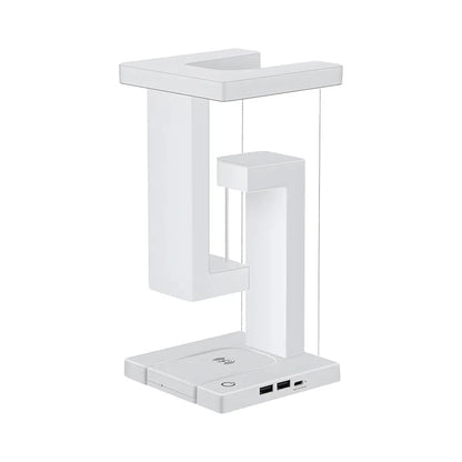LumiLev - Lampe de table anti-gravité flottante avec chargement sans fil et lumière LED