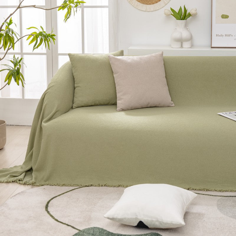 Couverture de sofa/canapé réversible en chenille doux léger