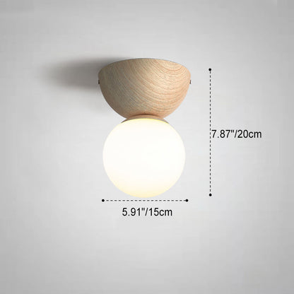 Floroux ZenGlow Minimalisme Japonais LED Luminaire de Plafond | Aspect Bois | Design en Verre | Forme Ronde | Montage Encastré | Éclairage Stylé