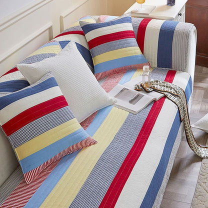 Coussin de canapé en coton à rayures rétro