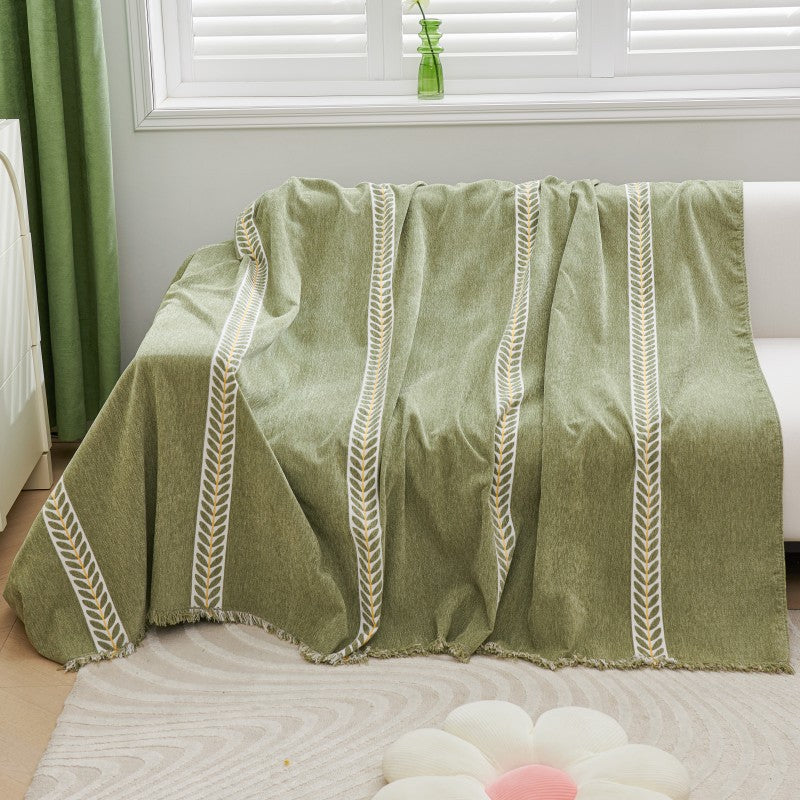 Couvre-canapé à motif de plantes rayé