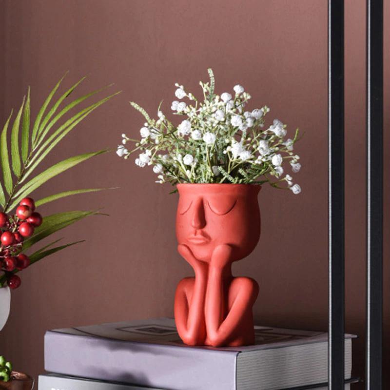Floroux Ceramic Flower Pot | Elegant Face Plant Pot | Unique Decoration for Home & Office