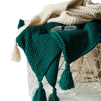 Floroux Couverture en laine tricotée avec des franges | Design nordique | Douillet & Élégant | Parfait pour la maison