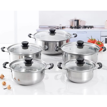 Floroux | set de 5 casseroles en acier inoxydable