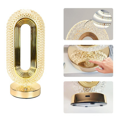 LumiCristal - Lampe de Table en Acrylique Cristallin avec Variateur Tactile