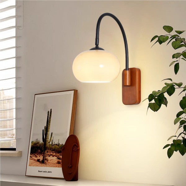 Floroux Kaki lampe murale en verre pivotante