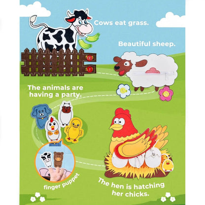 Livre créatif en cuir avec des animaux de la ferme - Pour les tout-petits et les enfants en bas âge