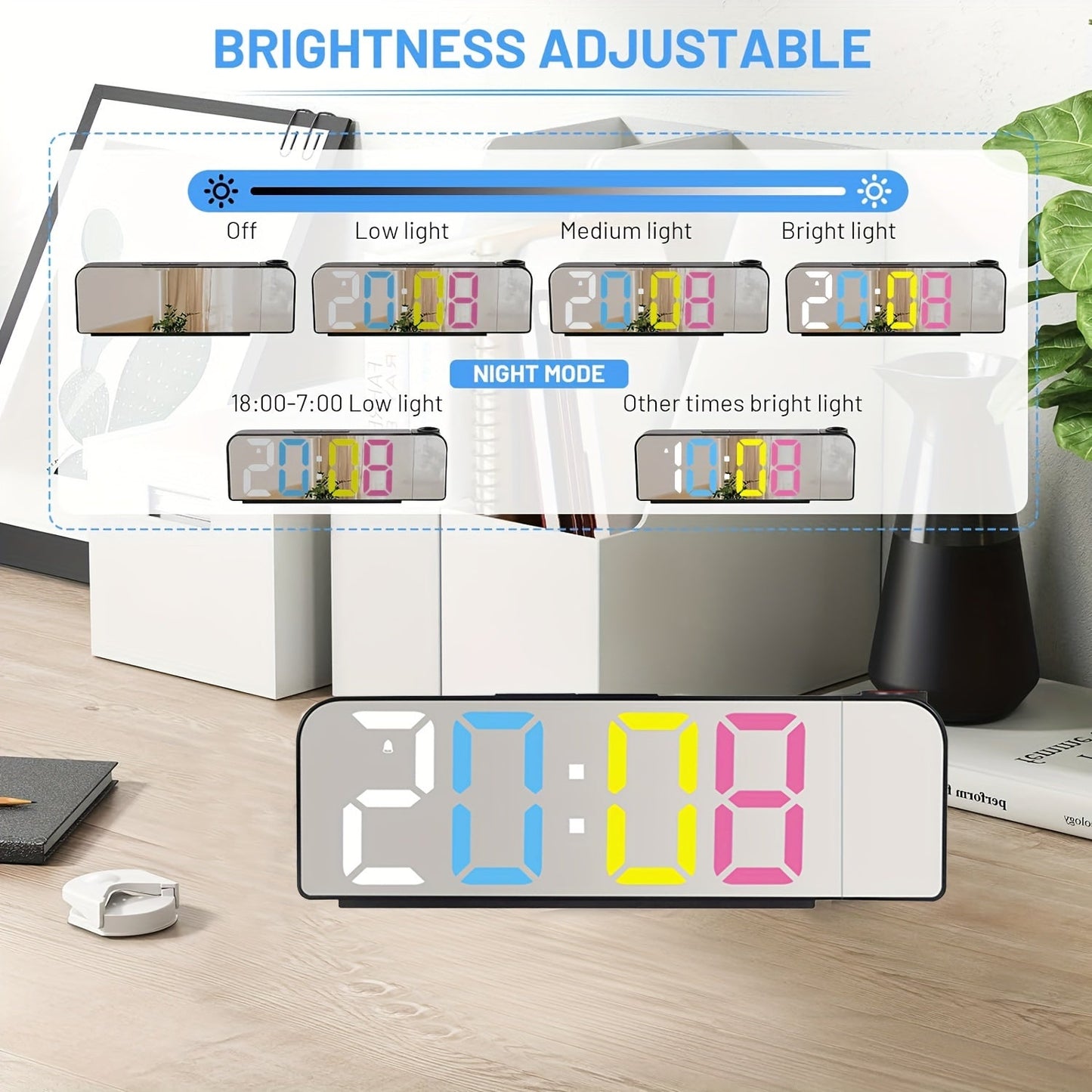 ProjectTime – Réveil LED numérique élégant avec miroir