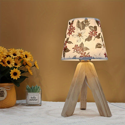 FloralGlow Lampe - Élégante lampe de table LED avec bois