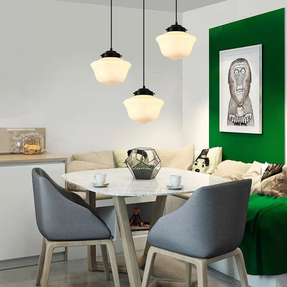 Floroux - Pendante en verre opale géométrique blanche vintage