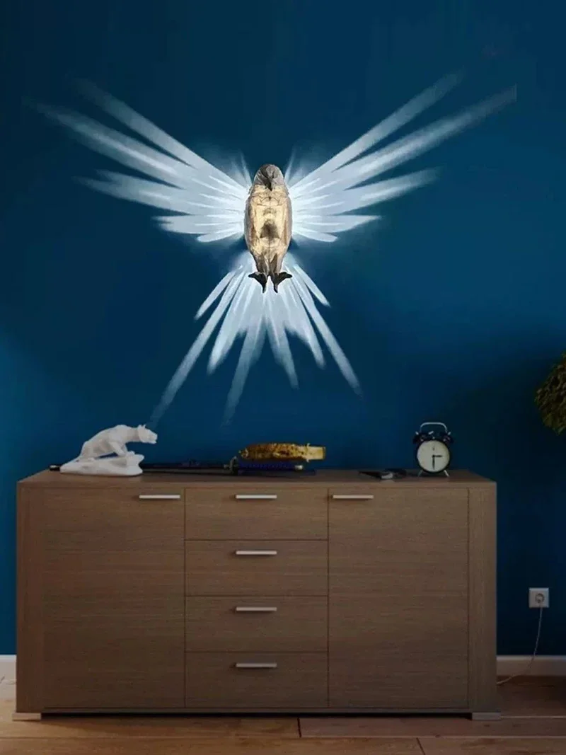 Floroux Lumière d'ambiance LED animalière majestueuse | Figurine d'aigle et de hibou | Lumière décorative pour la maison