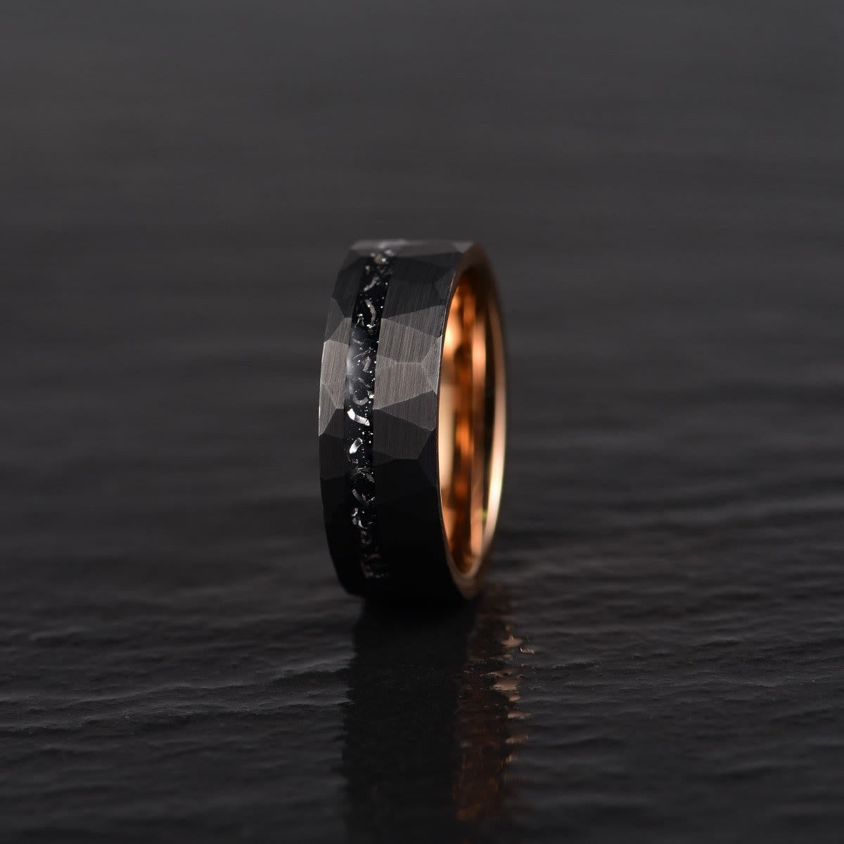 Ares - Bague en carbure de tungstène tourmaline noire de 8 mm