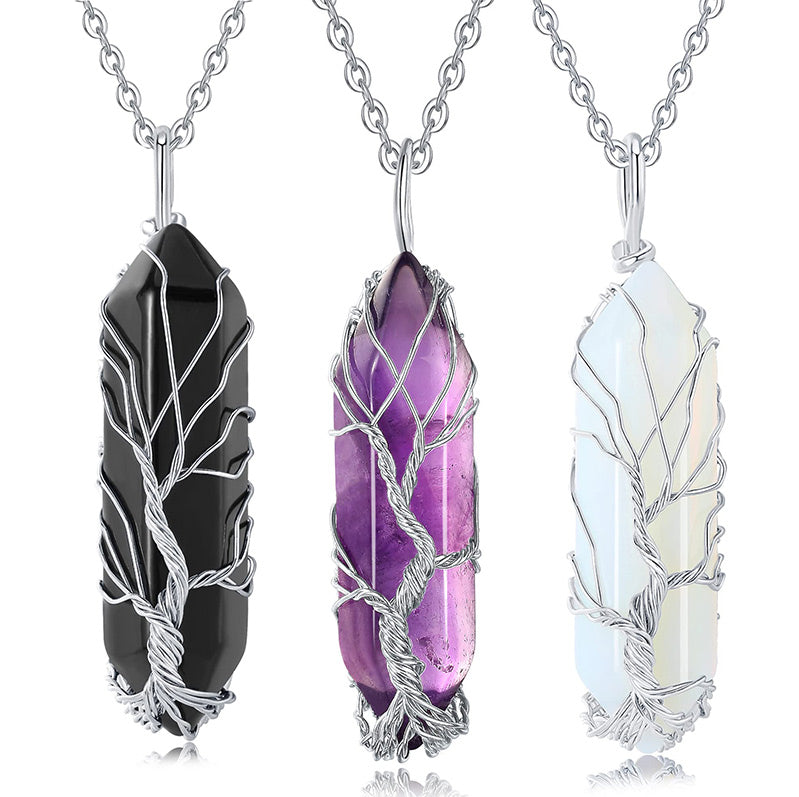 Collier en pierres précieuses arbre de vie élégant avec des cristaux scintillants - Elara
