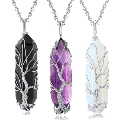 Collier en pierres précieuses arbre de vie élégant avec des cristaux scintillants - Elara