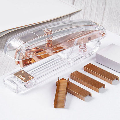 Agrafeuse Rose Or Transparent Floroux