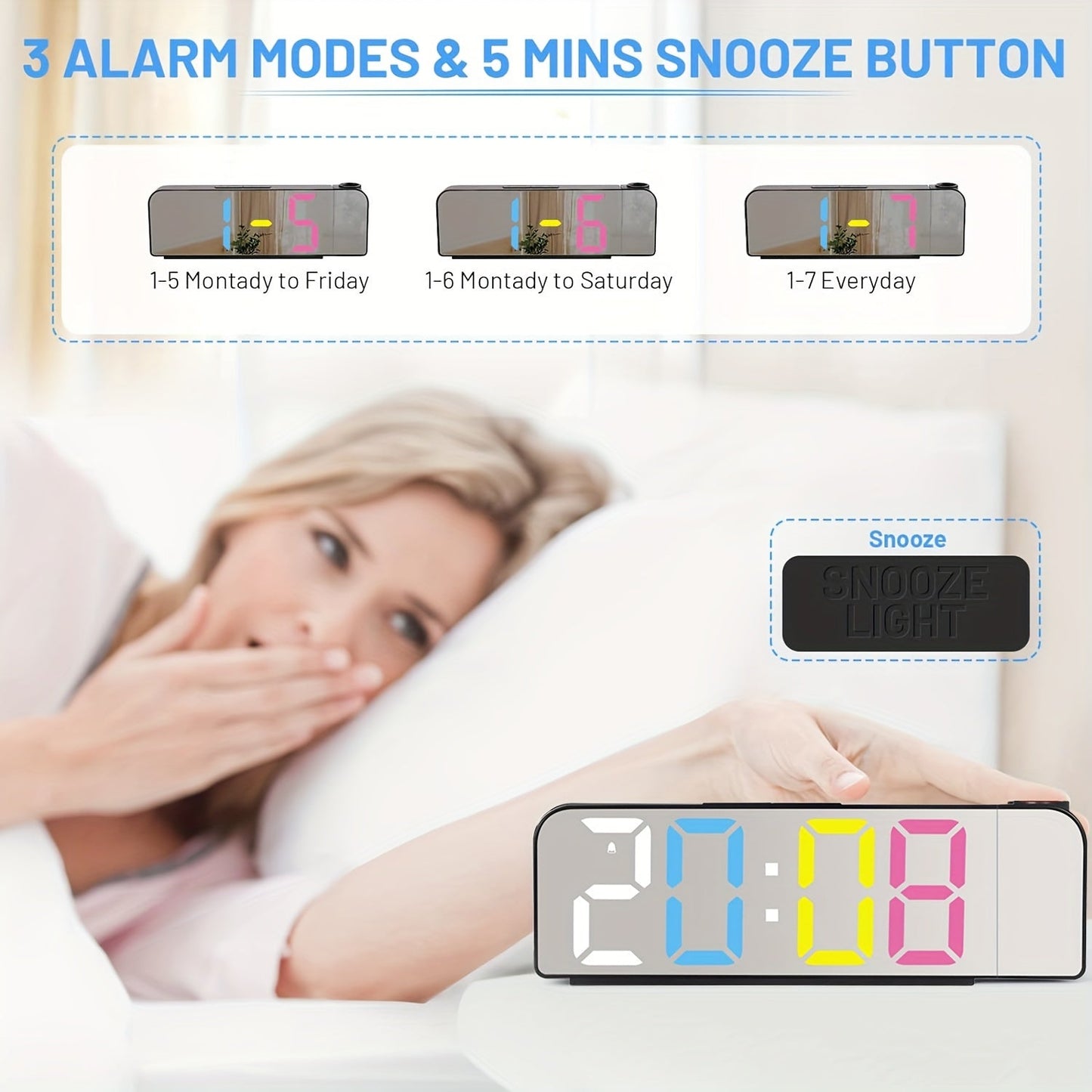 ProjectTime – Réveil LED numérique élégant avec miroir