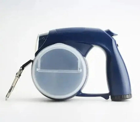 Laisse télescopique multi-fonction pour chiens petits à moyens avec lumière LED, sacs à déchets pour chiens de nuit, bol d'eau et boîte de nourriture - combinaison de laisse et harnais pour animaux de compagnie