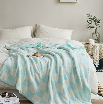 Couverture En Tricot Douillette Échiquier